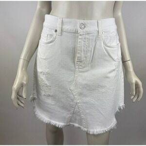 7 For All Mankind Evereve Denim Mini Skirts Women 28 NWT $179 Pockets Distressed